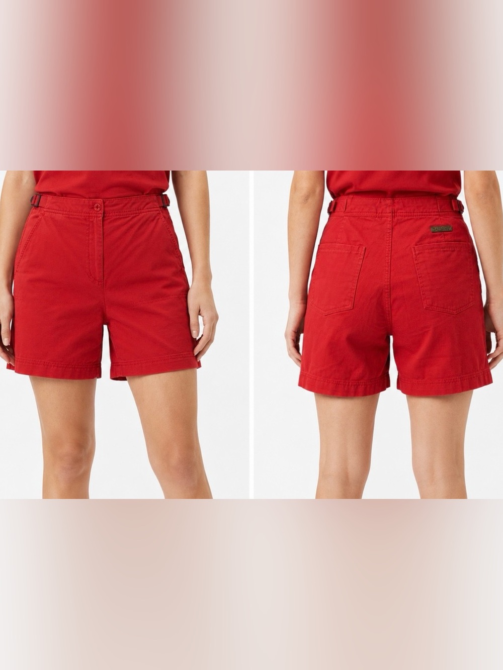 RALPH LAUREN Red High-Rise Bermuda Shorts with Adjustable Straps On The Hips.